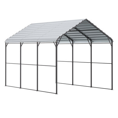 Abri de voiture métallique robuste, 3 m x 4,5 m, avec structure et toit en acier galvanisé, abri de garage/tente avec parois latérales amovibles, abri multi-usages pour camionnettes, bateaux, voitures et tracteurs
