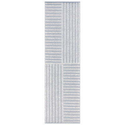 Deloera Hand Woven Wool/Cotton Striped Rug in Gray/Ivory