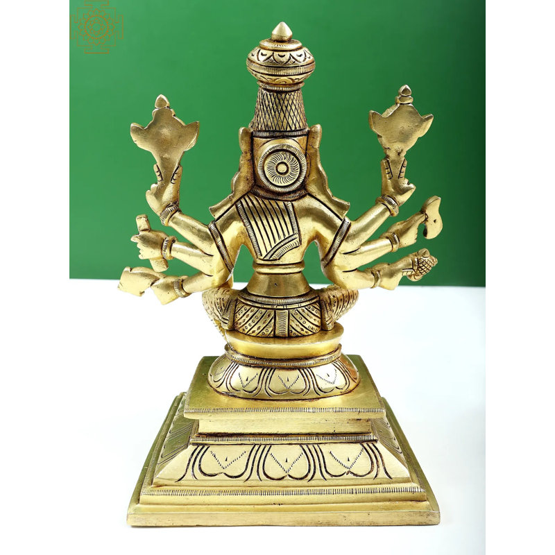 9" Eight-Armed Goddess Varahi Brass Statue – Handcrafted Fierce Hindu Deity Sculpture for Protective Home Altar Décor