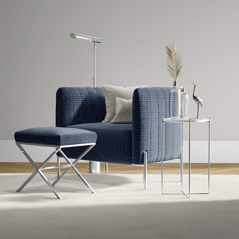 Tissu jacquard texturé Abbeyshea Ritzy, Indigo