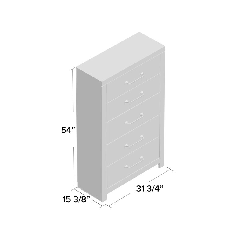 Commode 5 tiroirs Drystan, Brun