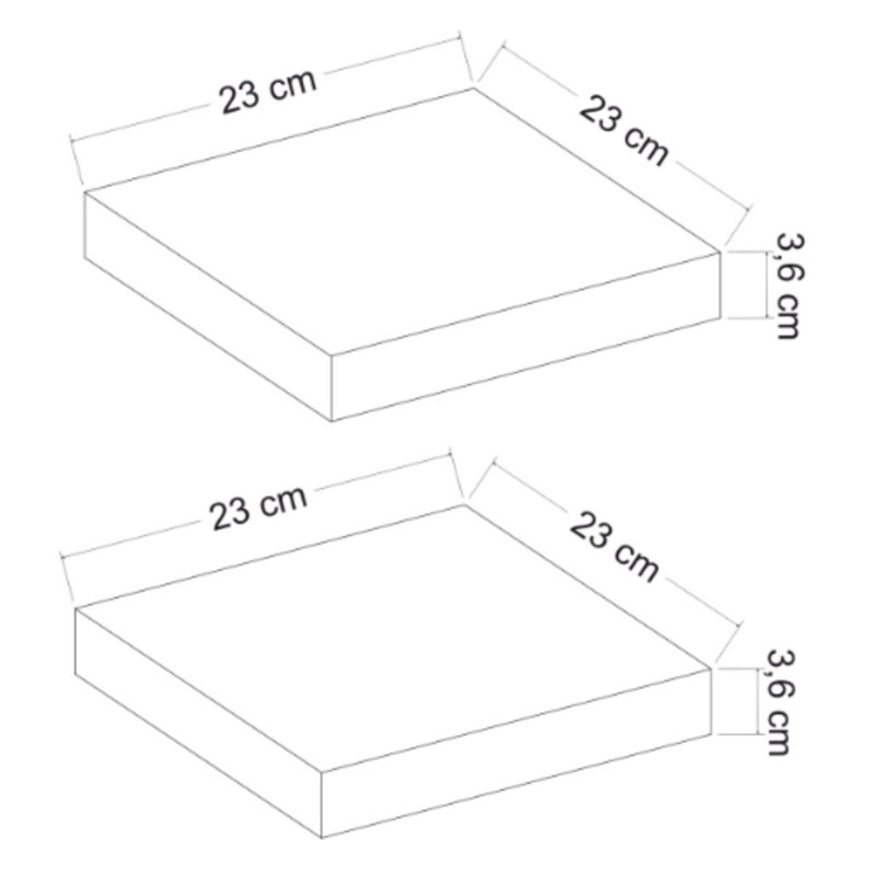 2 Piece Square MDF Floating Shelf