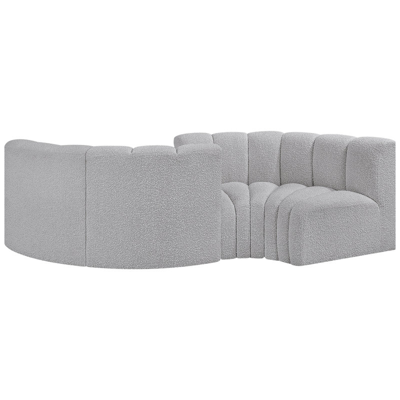 Canapé et méridienne rembourrés Iyra, Tissu gris bouclé