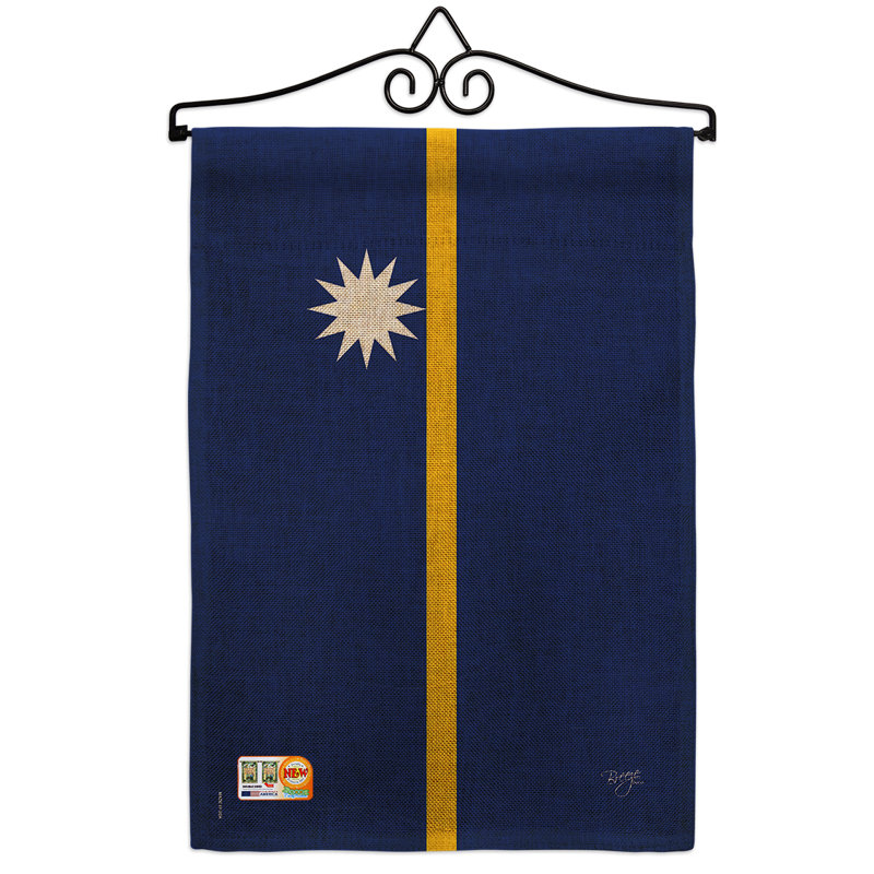 En toile jute 2 côtés 19 x 13 po de nauru drapeau de jardin