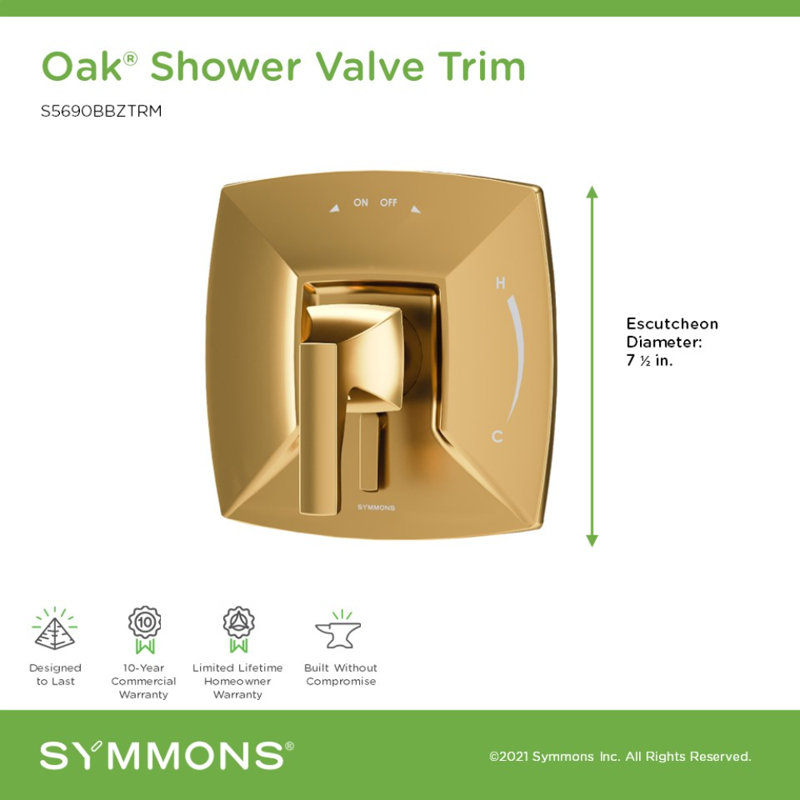 Oak Wall Mounted Shower Valve Trim with VersaFlex Integral Diverter, Bronze