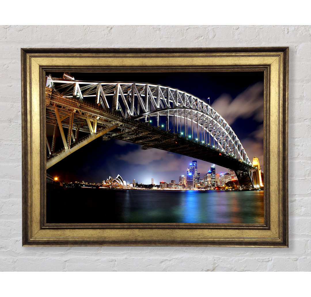 Sydney Harbour Bridge Night Light Reflections - Einzelne Bilderrahmen Kunstdrucke