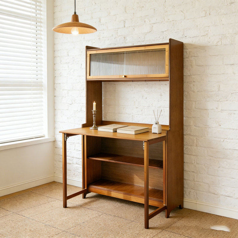 Table pliante en bambou, Noyer 1