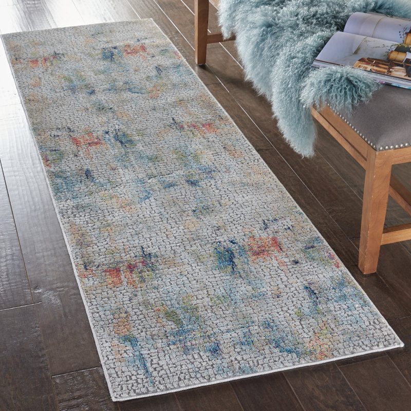 Tapis moderne ivoire, Tapis de couloir 2 pi 4 po x 8 pi