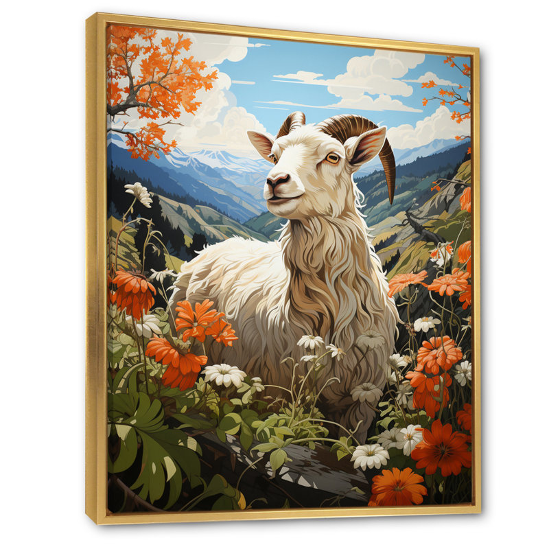 Urick Goat Mountain Guardian Pastoral I sur impression sur toile, H 32 po x l 16 po x P 1 po, Cadre flottant doré