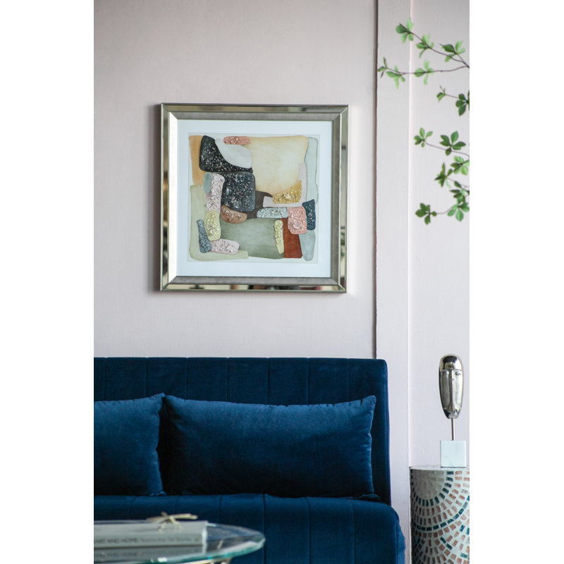 Multicolore encadré miroir en cristal Mendoza - 23,5 po x 23,5 po