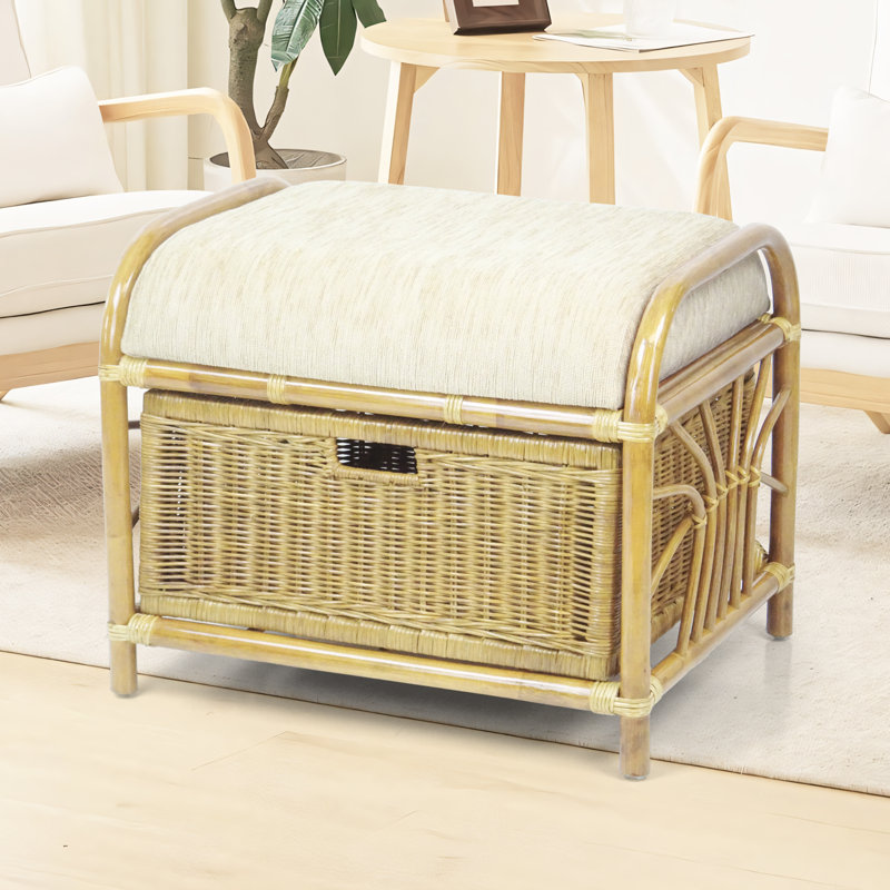 Repose-pieds de rangement rectangulaire Eukleides, Naturel