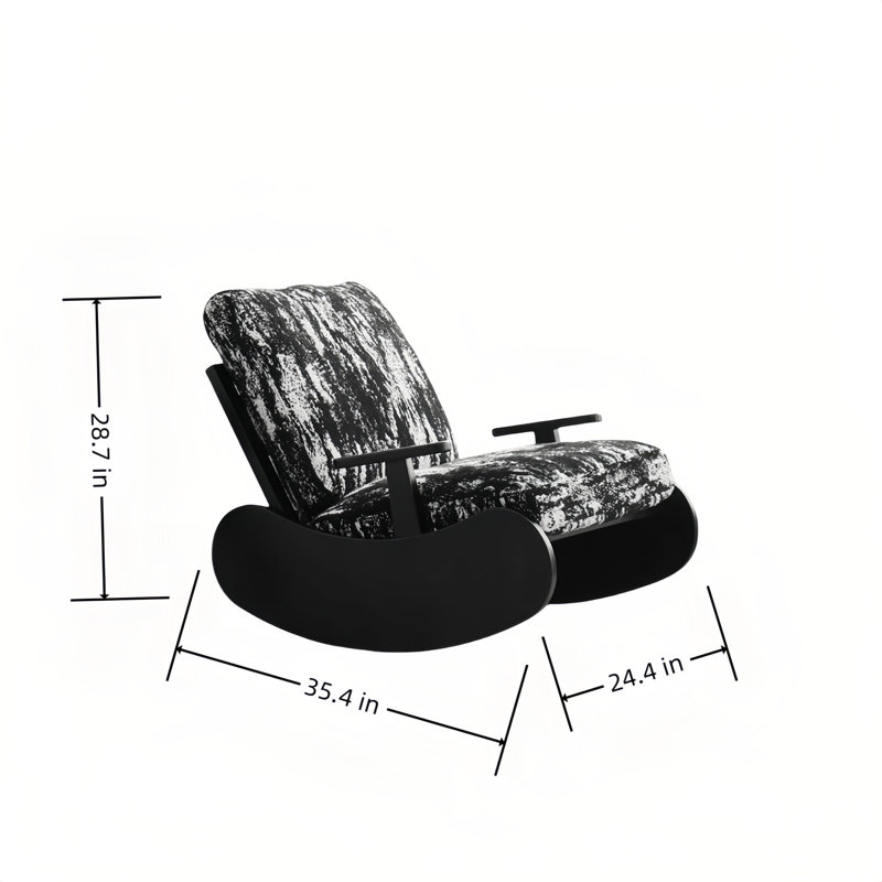 Chaise berçante moderne en bois massif rembourré, Black
