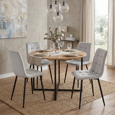 Modern Upholstered Dining Chairs with Padded Seat and Metal Legs, Set of 4