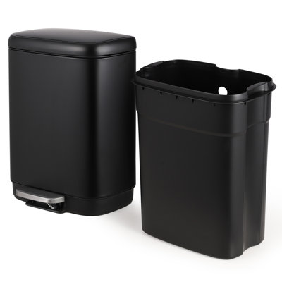 Stainless Steel Trash Can with Lid,Press Type Trash Bin, for Kitchen Home Office Bedroom Living Room