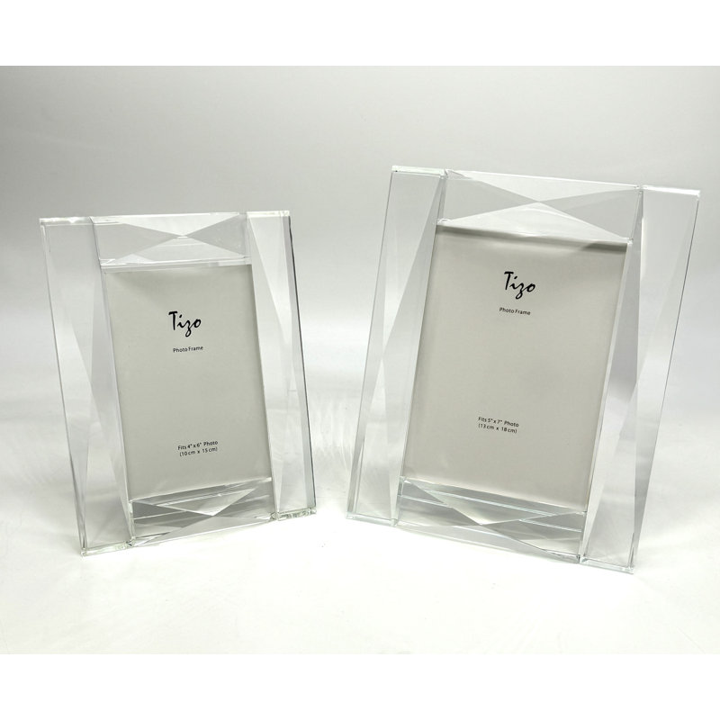 Crystal Glass Picture Frame, 4" W x 6" H