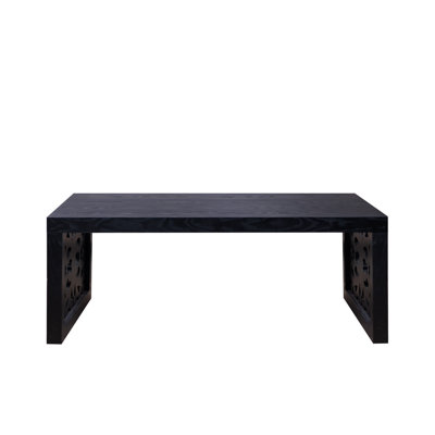 47.2" Solid Black Carved Wood Coffee Table