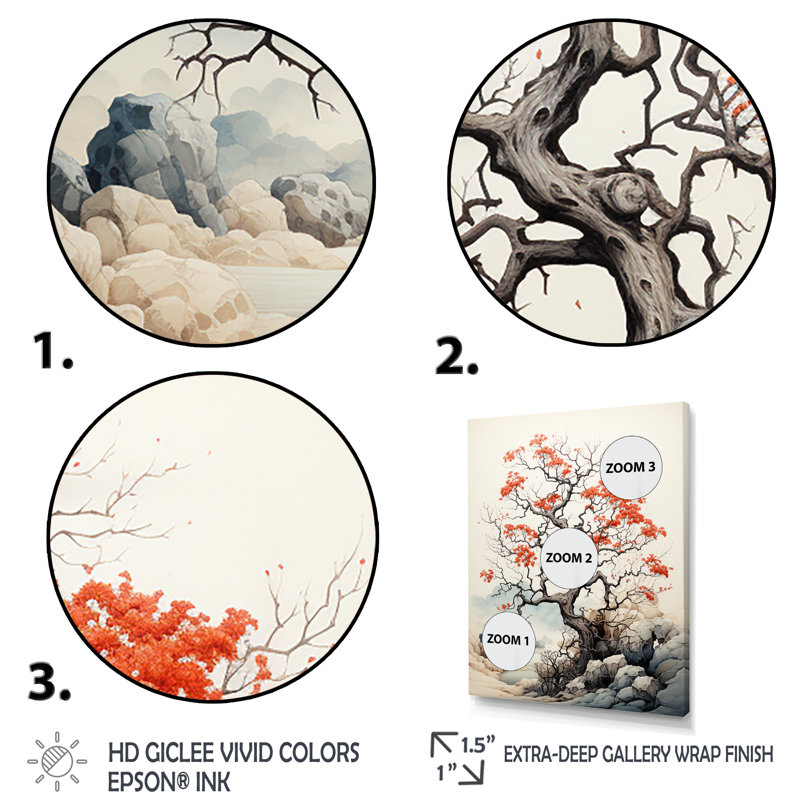 Lookebill Coral Tree Whimsical Whispers - Print on Canvas, Cadre photo noir, H 32 po x l 16 po x P 1 po
