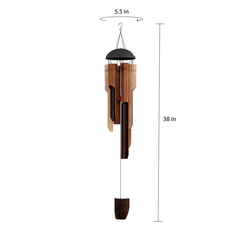 Mildenhall Handcrafted Bamboo Wind Chimes - 38-Inch Wooden Decor for Gardens, Patios, and Balconies