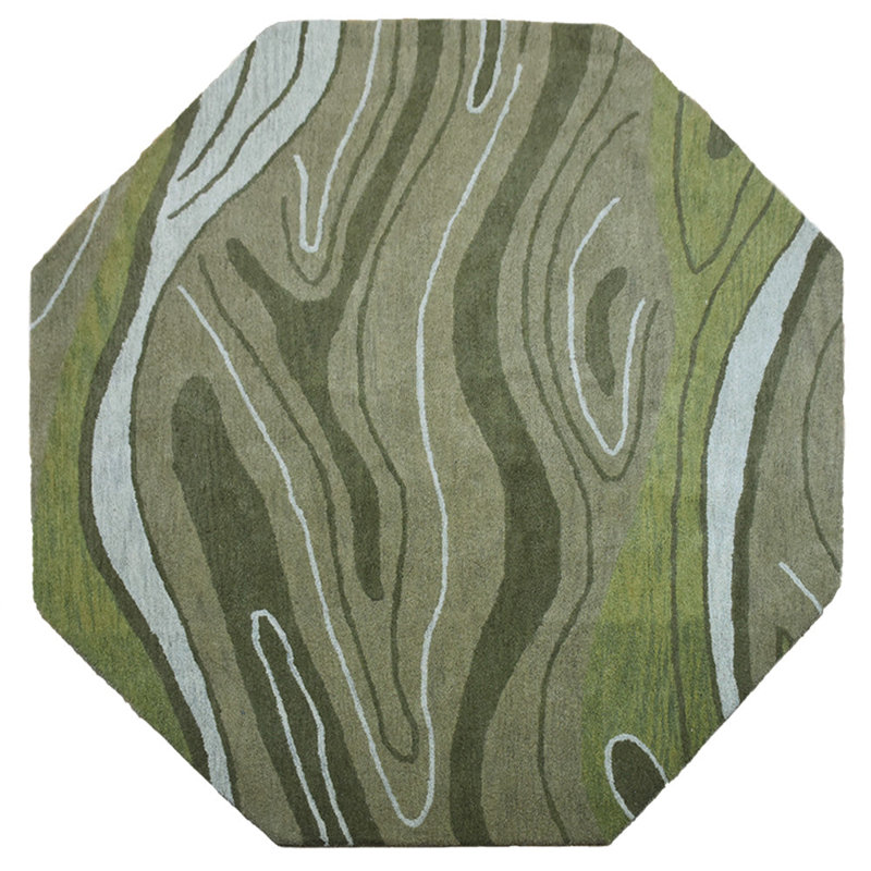 Dalvey HAND TUFTED WOOL ECO-FRIENDLY AREA RUGS - Octagon | Green Color | Abstract Design | Area rugs for living room, bedroom