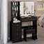 Ensemble de coiffeuse 37 po avec commode de taille moyenne et tabouret coussiné 37 po