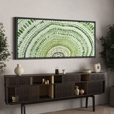 Green Wood Tree Ring Abstract Geometric Modern Extra Large Pictures Framed Canvas Print Wall Art
