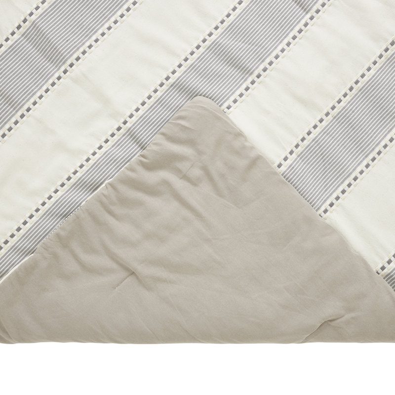 Janson Polyester Jacquard Striped Comforter, Ivory/Gray Striped, King Comforter + 2 King Shams