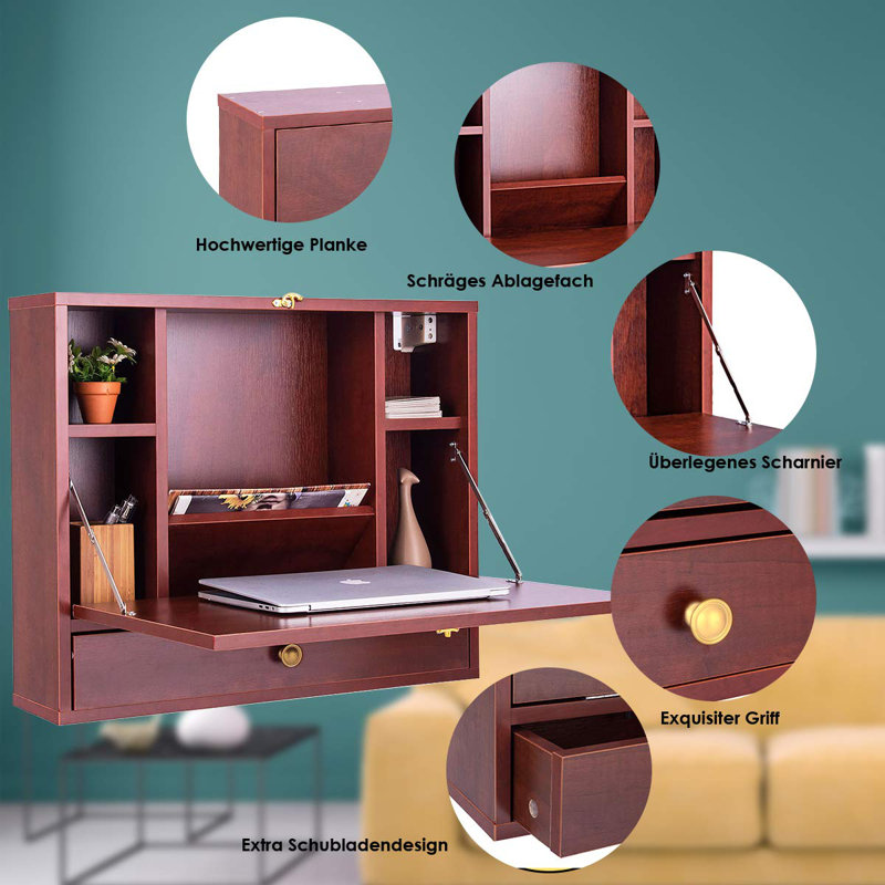 Vasili Floating Desk, Brown