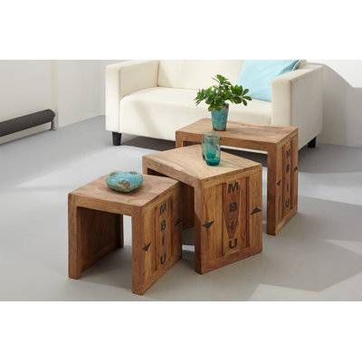 Hardeman Solid Wood Sled Nesting Tables