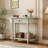 Narrow Console Table with Curved Corner, Retro Entryway Table with Top Drawer and Open Shelf, Sofa Table for Entryway, Hallway and Living Room-2019332665-2019332647