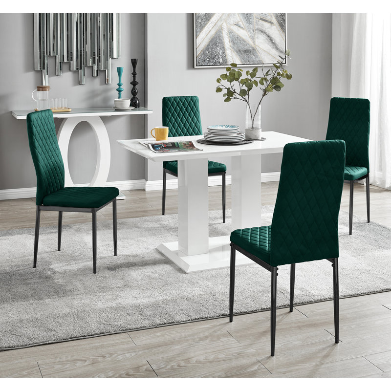4 - Person Dining Set, Green/Black
