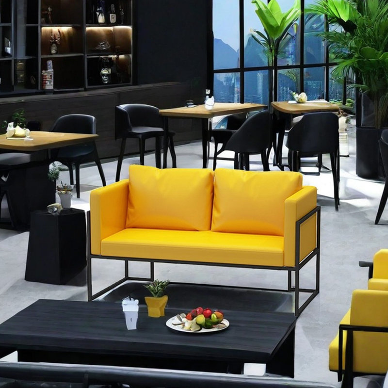 Banc rembourré en similicuir Lorilyn, Jaune