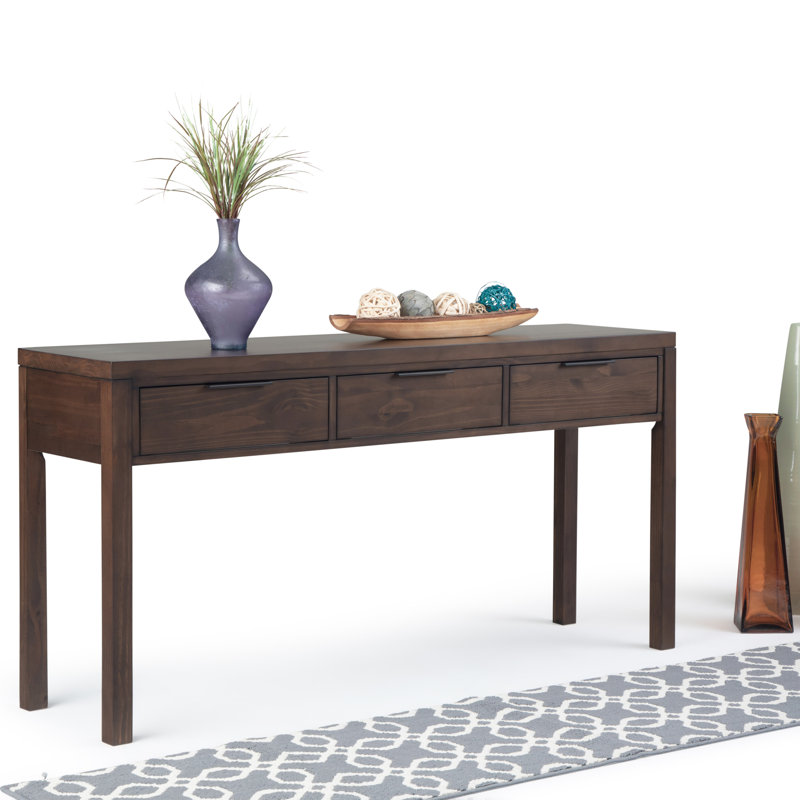 Hollander Warm Walnut Solid Wood Wide Console with Storage