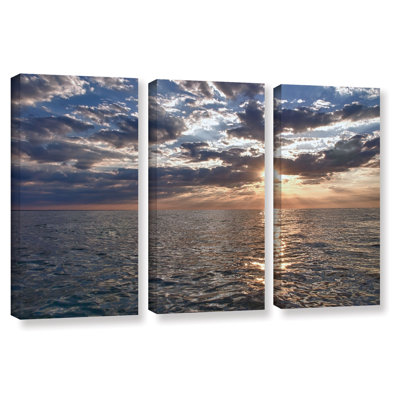 Lake Erie Sunset I by Dan Wilson 3 Piece Photographic Print on Wrapped Canvas Set -  ArtWall, 0wil009c3654w