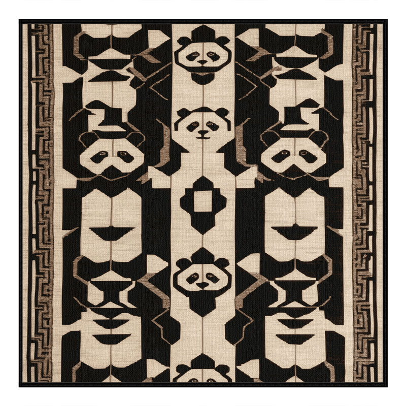 Tapis art déco brun lavable à la machine, Carré 4 pi