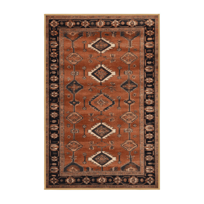 Machine Washable Persian Brown Area Rug, Rectangle 7' x 10'