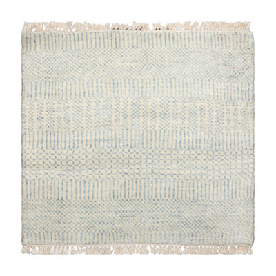 2'x2' Ivory Tibetan Modern Wool and  Silk Oriental Rug