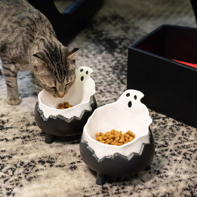 Gothic Cat Bowl Spooky Cat Food Bowl Ceramic Bowls for Cats and Little Dogs