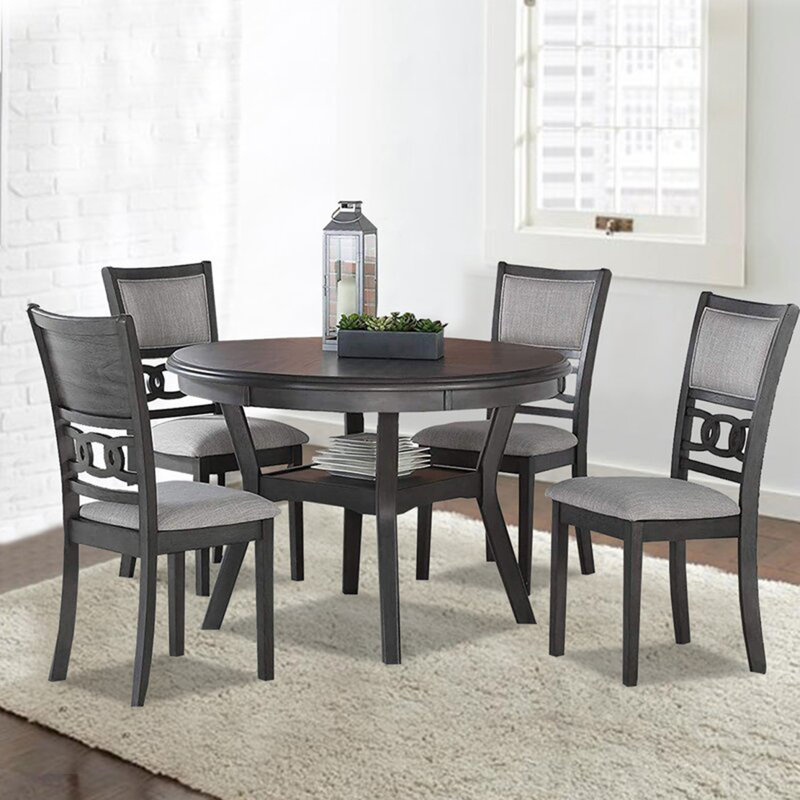 Ensemble de table de salle à manger Rituraj pour 4 personnes, Gris, Gris