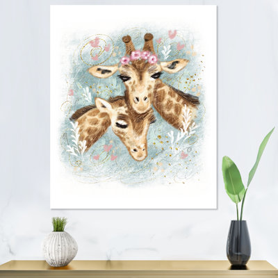 Portrait de deux girafes - Art mural pour enfants, art mural