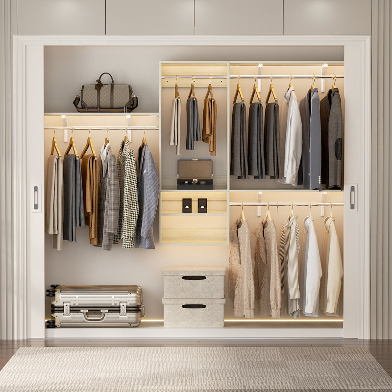 Seward  62-96 Inch Hanging Closet System With Hanging Rod (Can Be Cut to Fit), Natural Wood