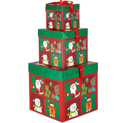 Christmas Party Boxes, 3 pcs Christmas Treat Boxes for Christmas Birthday Party Decorations Set