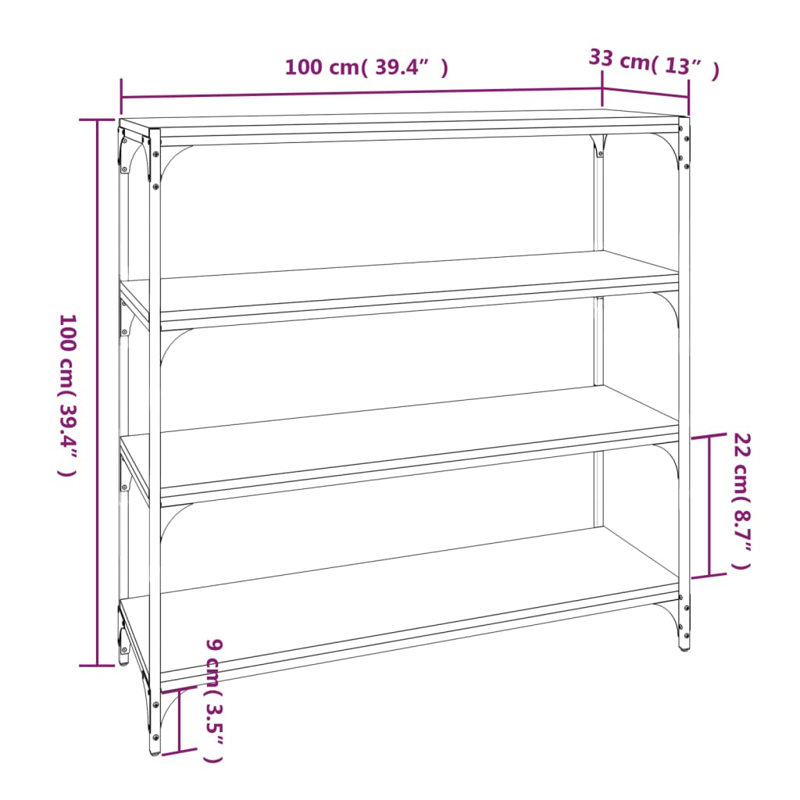 Casebier 70.5cm H Standard Bookcase, Grey, 100cm H x 100cm W x 33cm D