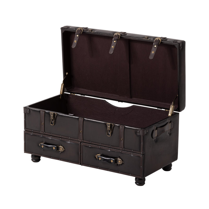 Aislah Faux Leather Upholstered Storage Bench, Dark Brown