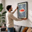 Red Fish in Leaves Mid-Century 1 Piece Single Picture Frame Wall Art-136639196-136639192