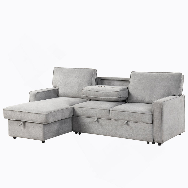 Canapé-lit modulaire Upholstery avec espace de rangement, port USB, 2 porte-gobelets