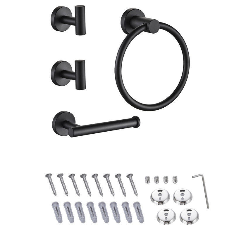 4 - Piece Bathroom Hardware Set, Black