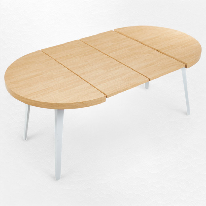 Extendable Dining Table With 2 Removable Leaves, White, Oak