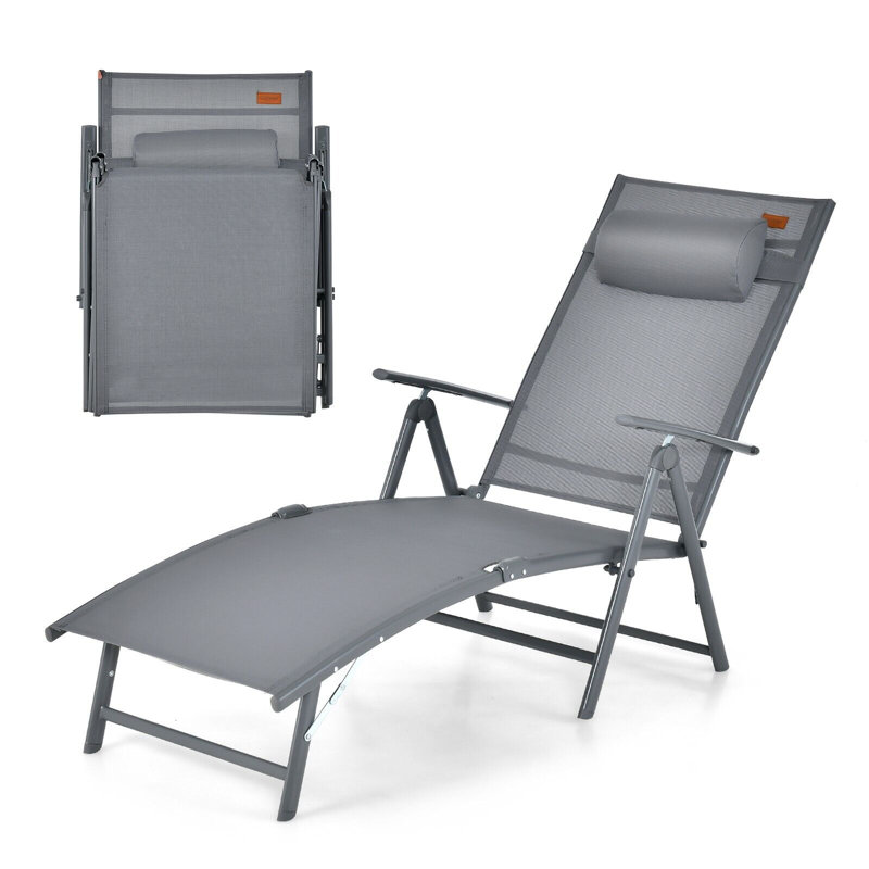 Cadmarr Metal Outdoor Lounge Chair, Grey