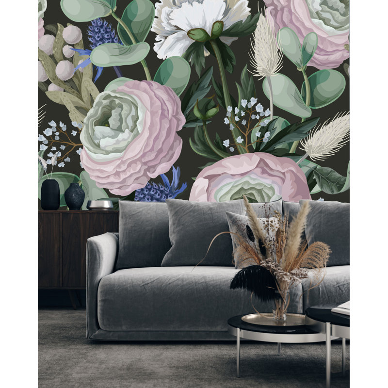 Autavia Floral Wall Mural, 8.34" L x 100" W, Paper
