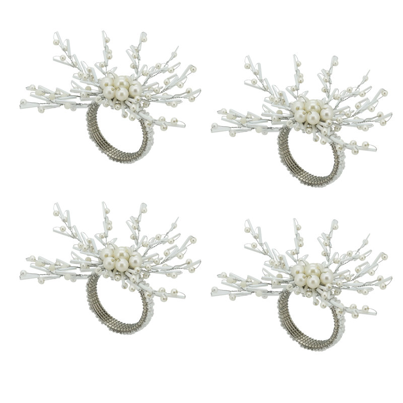 Rond de serviette en perles de cristal (ensemble de 4)